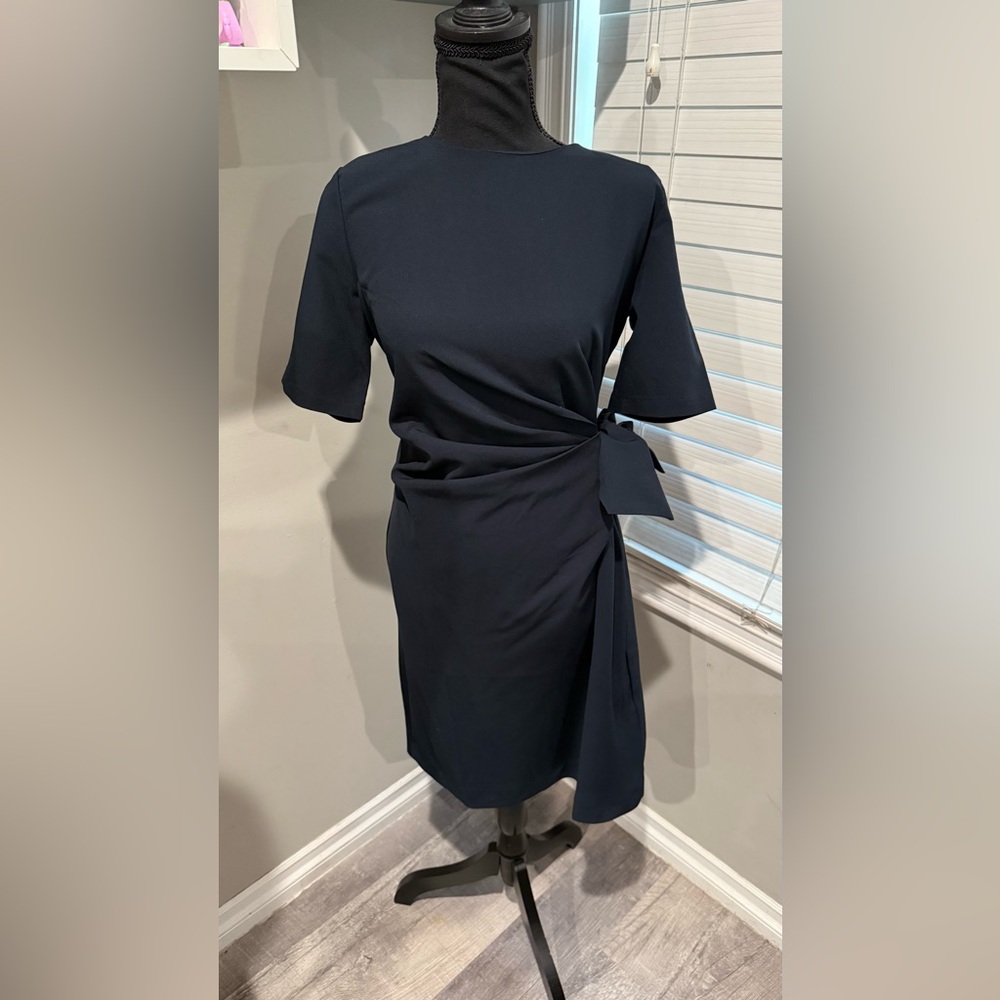 Estée Lauder Elegant Navy Dress with Side‎ Tie